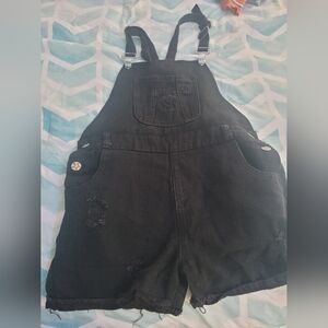 Black overall shorts